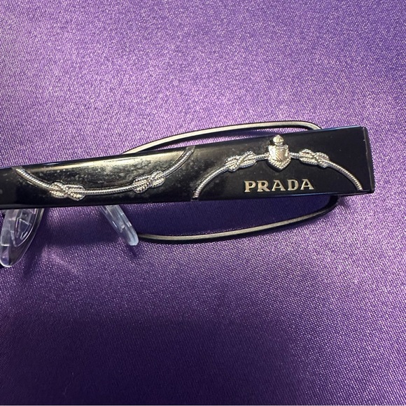Prada VPR 58L Black & Silver Embellished Eyeglass Frames – Made in Italy – 51mm - Picture 5 of 10